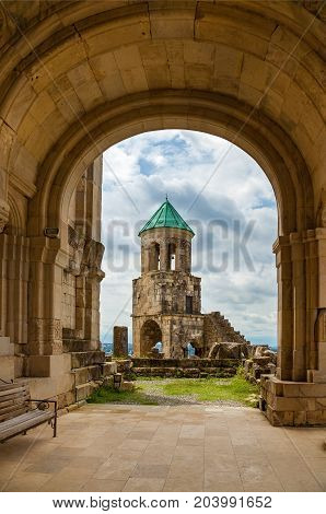 the old restored Gelati temple in Kutaisi Georgia. In 1125, King David the Builder was buried here