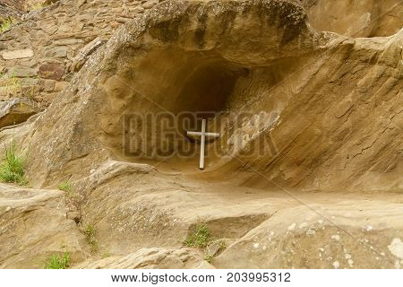 Monastery David Goreji large cave complex in Kakheti Georgia on the border with Azerbaijan