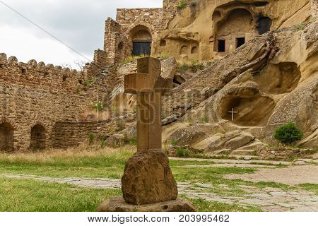 Monastery David Goreji large cave complex in Kakheti Georgia on the border with Azerbaijan