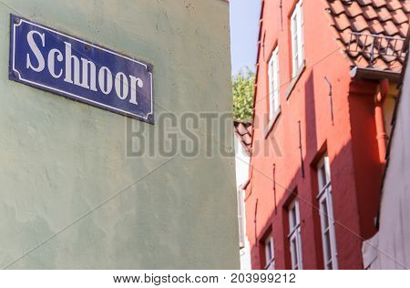 Street Sign In The Historic Schnoor District Of Bremen