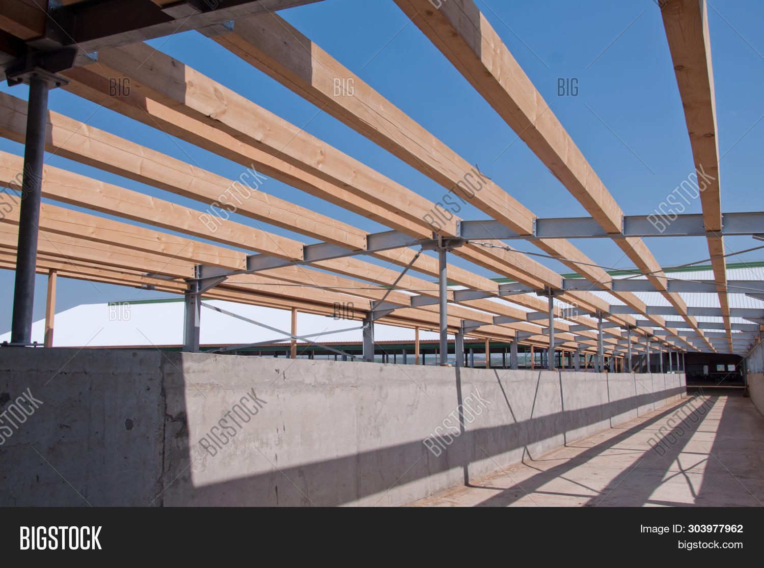 Wooden Beams On Steel Image Photo Free Trial Bigstock