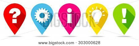 Set Of Five Pins Question Idea Information Work And Answer Color