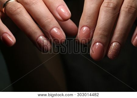 Cropped View Of Female Hands, Color Of 2019 Concept