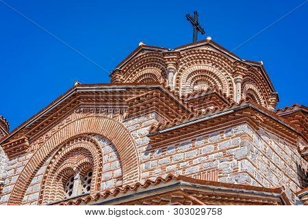 Close Up Of A Tower Dome Of The Saint Panteleimon Church Called Also Plaosnik, Lake Ohrid, Republik 