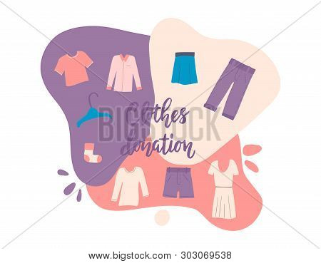Modern Flat Vector Cartoon Illustration. Clothes Donation.