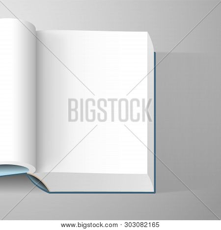 Realistic Open Book With Blank White Pages