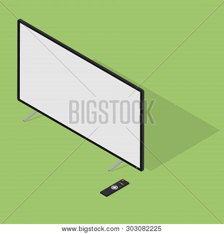 Minimal Isometric Television Set With Remote Control