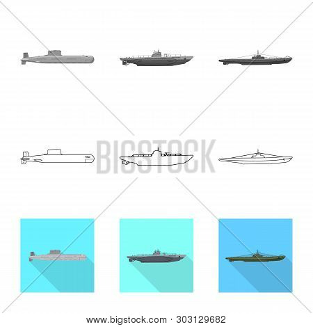 Vector Illustration Of War  And Ship Icon. Set Of War  And Fleet Vector Icon For Stock.