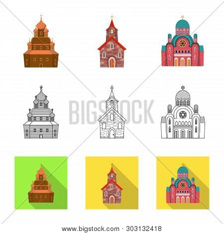 Isolated Object Of Cult And Temple Symbol. Collection Of Cult And Parish Vector Icon For Stock.