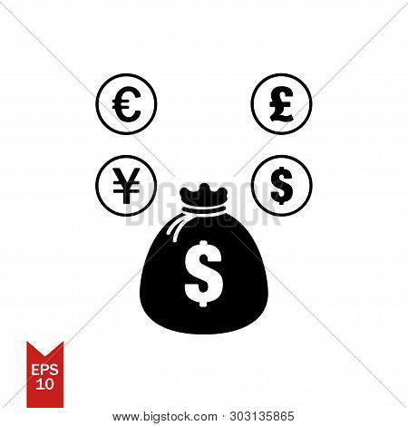Vector Icon Of Money Bag With Shadow Dollar Sign Black Color Eps 10 Full Of Money Bag Coins Of Dolla
