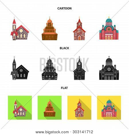Vector Illustration Of Cult And Temple Symbol. Set Of Cult And Parish Stock Vector Illustration.