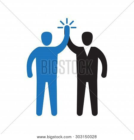 Two Hands Giving A High Five For Great Work. Partnership Concept, Agreement Of Parties, Friendly Gre