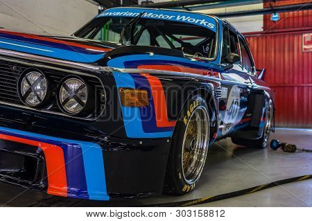 April 2019: Bmw 3.0 Csl In Montjuic Spirit Barcelona Circuit Car Show.