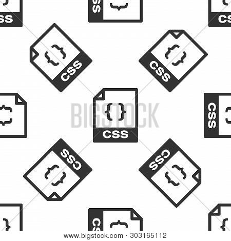 Grey Css File Document Icon. Download Css Button Icon Isolated Seamless Pattern On White Background.