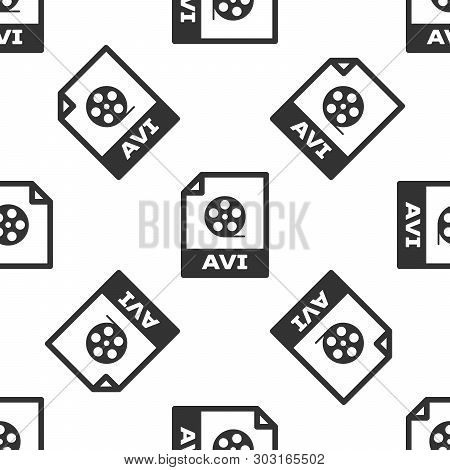 Grey Avi File Document Icon. Download Avi Button Icon Isolated Seamless Pattern On White Background.