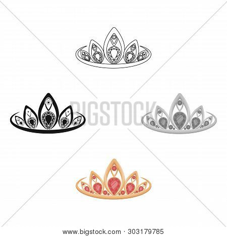 Diadem Icon In Cartoon, Black Style Isolated On White Background. Jewelry And Accessories Symbol Sto