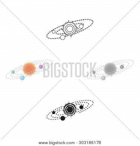 Solar System Icon In Cartoon, Black Style Isolated On White Background. Space Symbol Stock Vector Il