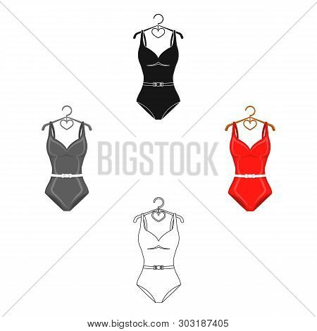 Plaid Swimsuit In Red And . Underwear For Swimming.swimcuits Single Icon In Cartoon, Black Style Vec