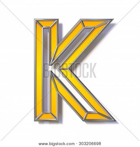 Orange Metal Wire Font Letter K 3d Rendering Illustration Isolated On White Background