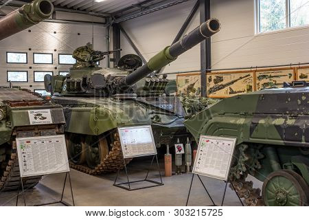 Parola, Finland - May 2, 2019: Tank Museum In The City Of Parola. Soviet Tank T-72 M1.