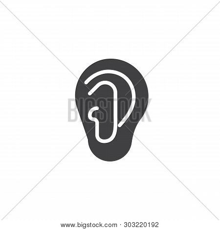 Ear Lobe Side View Vector Icon. Filled Flat Sign For Mobile Concept And Web Design. Human Ear Glyph 