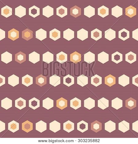 Vector Honeycomb Beads Horizontal Stripes Seamless Pattern Background.