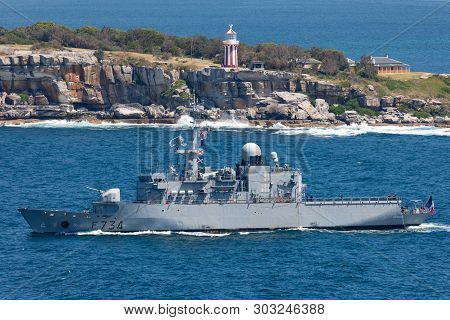Sydney, Australia - October 11, 2013: French Navy (marine Nationale) Frigate Fns Vendemiaire (f734) 