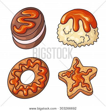 Vector Design Of Dessert And Sweet Sign. Set Of Dessert And Food Stock Vector Illustration.