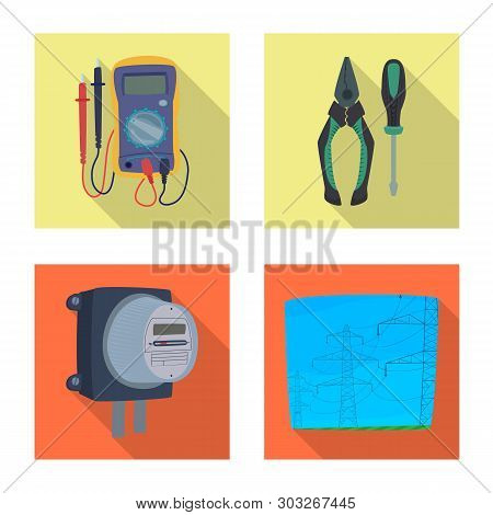 Isolated Object Of Electricity And Electric Sign. Set Of Electricity And Energy Vector Icon For Stoc
