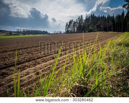 Freshly Plowed Fields In Spring In The Waldviertel In Austria