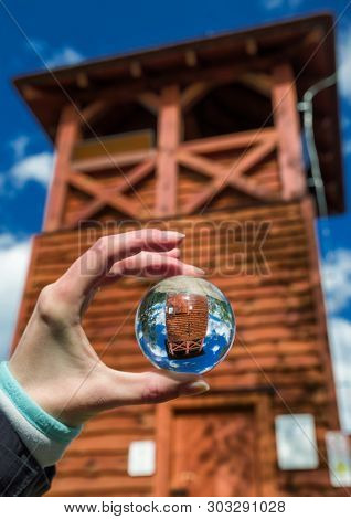 Reflection Of Lookout Spicak In Lensball, Slovaia