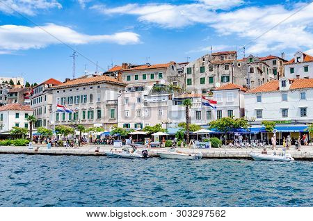 Sibenik, Croatia - 14 July, 2017: Quay Of The City Of Sibenik, Tourist Attraction Of Croatia.