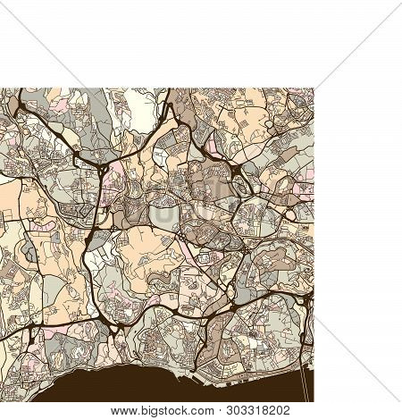 Map Of Amadora, Brown Colored Version For Apps, Print Or Web Backgrounds