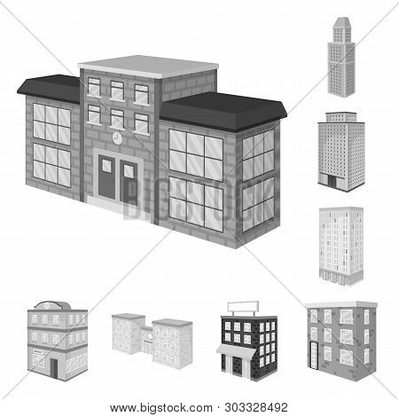Vector Illustration Of Realty And Modern Icon. Collection Of Realty And Building Vector Icon For Sto