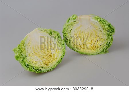 Chopped White Cabbage Isolated On Gray Background