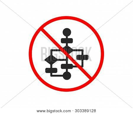 No Or Stop. Block Diagram Icon. Path Scheme Sign. Algorithm Symbol. Prohibited Ban Stop Symbol. No B