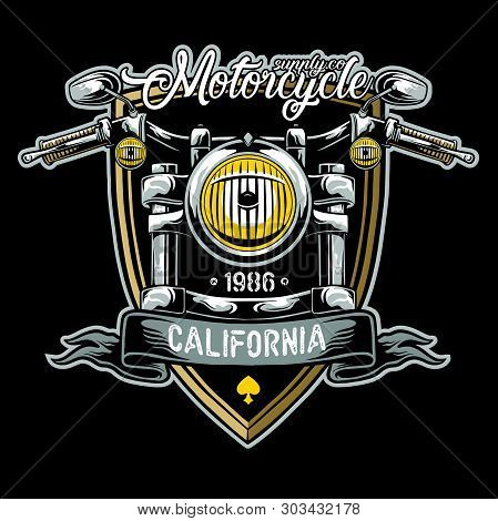 Motorcycle Headlight Emblem Stock Vector Object Illustration
