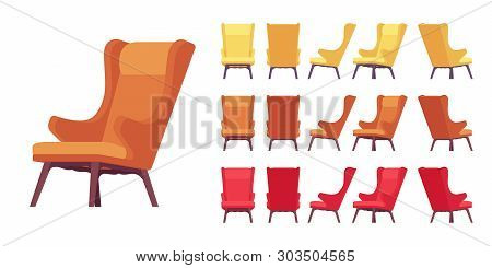 Retro Soft Armchair Set. Lounge Chair, Interior Decor For Living Room, Bedroom, Reception Room Or Of
