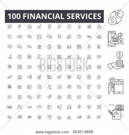 Financial Services Line Icons, Signs, Vector Set, Outline Illustration Concept