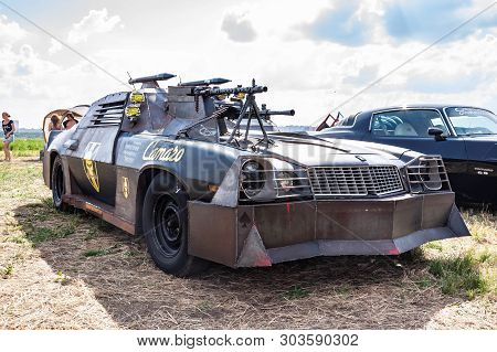 Moscow, Russia - May 25, 2019: Chevrolet Camaro Tuned And Remade For Survival With A Zombie Apocalyp