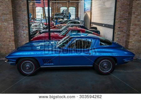 Berlin - May 11, 2019: Sports Car Chevrolet Corvette Sting Ray (c2). 32th Berlin-brandenburg Oldtime