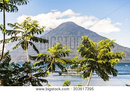 Lake Atitlan, Guatemala - May 26, 2019: Public Leisure Boat Cruises On Lake With Toliman & Atitlan V