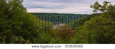 Upstream Of Kinzua Dam In Warren County, Pennsylvania, Usa On An Overcast Spring Day