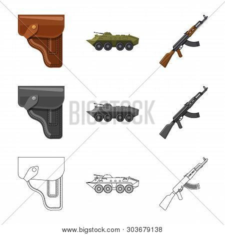 Isolated Object Of Weapon And Gun Logo. Set Of Weapon And Army Vector Icon For Stock.