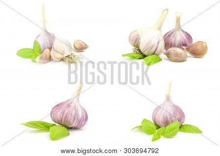 Set Of Garlic Clove Isolated On A White Background Cutout