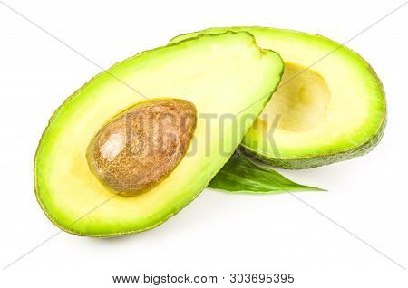 Green Avocado Isolated On A White Background Cutout