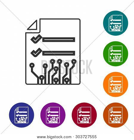 Grey Smart Contract Line Icon On White Background. Blockchain Technology, Cryptocurrency Mining, Bit