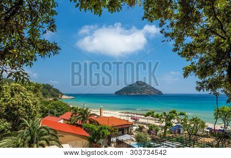 Landscape With Amazing Paradise Beach On Thassos, Aegean Sea, Greece