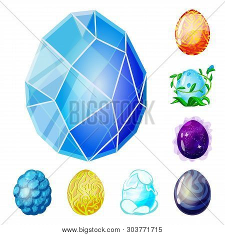 Isolated Object Of Dinosaur  And Magic  Sign. Set Of Dinosaur  And Fantasy Stock Vector Illustration