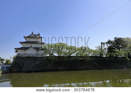 Keep And Moat Of Shibata Castle In Niigata, Japan
